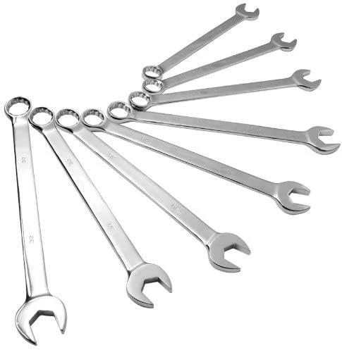 Sunex 8 Piece Metric Full Polished V-Groove Combination Wrench Set (9919MA)
