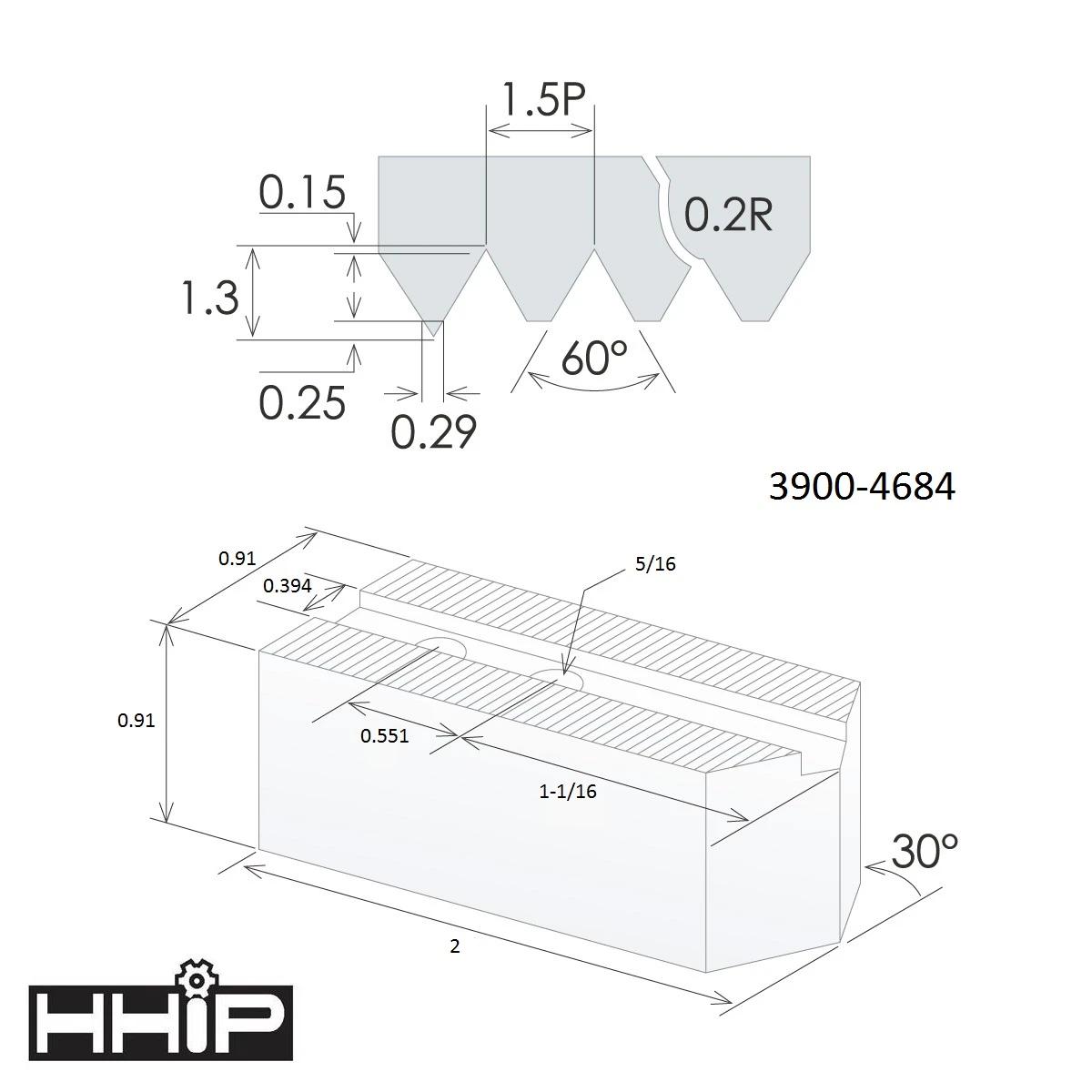 TAIKI 4" 3 Piece 1.5mm x 60�� Steel Soft Jaw Set (3900-4684) — product image 2