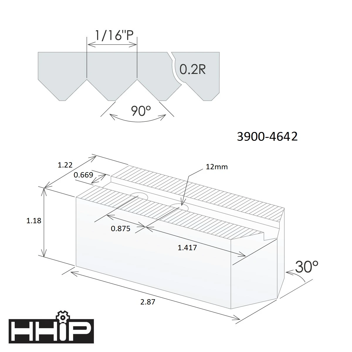 TAIKI 6" 3 Piece 1/16 x 90 Degree Steel Soft Jaw Set (3900-4642) — product image 2