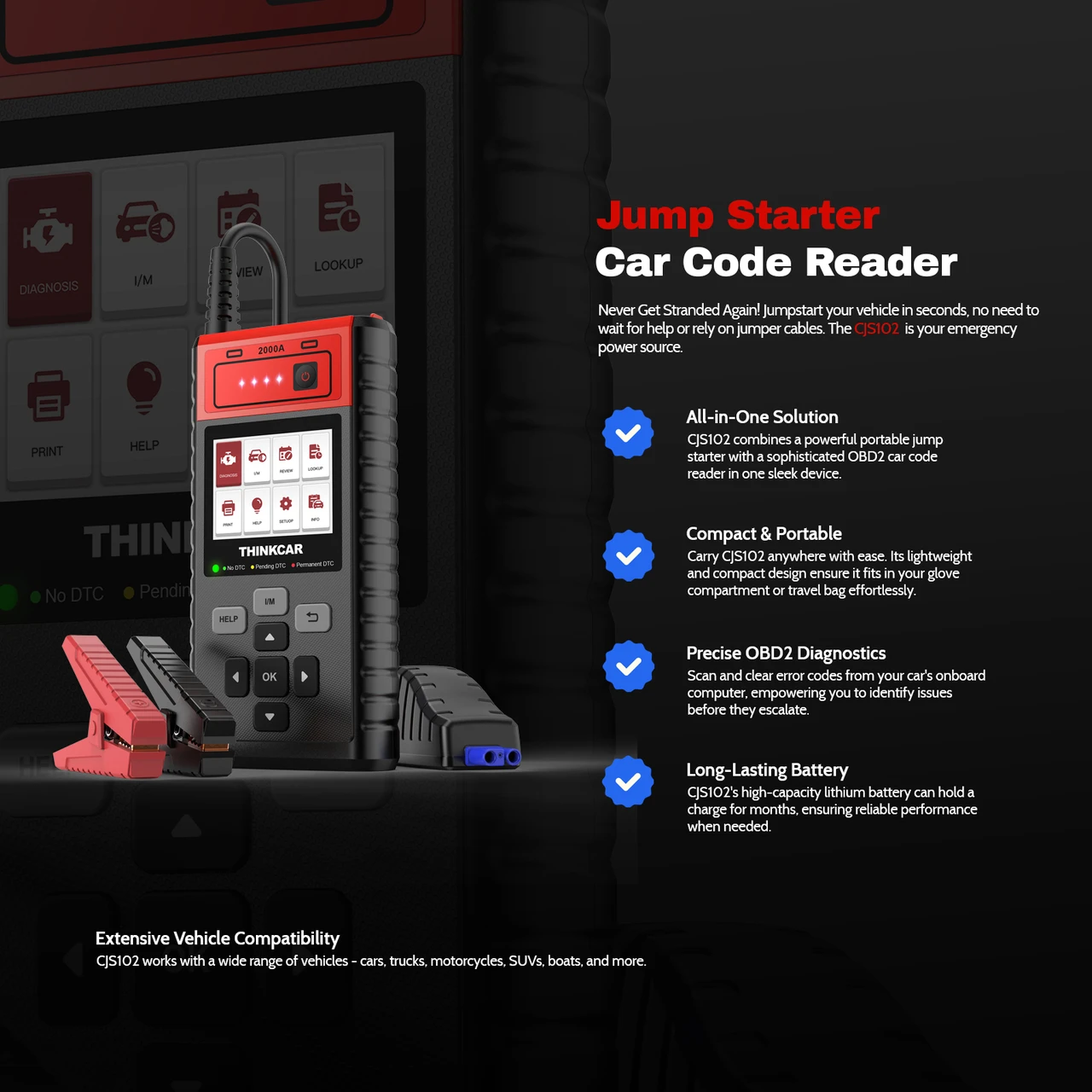 THINKCAR CJS102 Portable Vehicle Battery Jump Starter (303060002) — product image 3