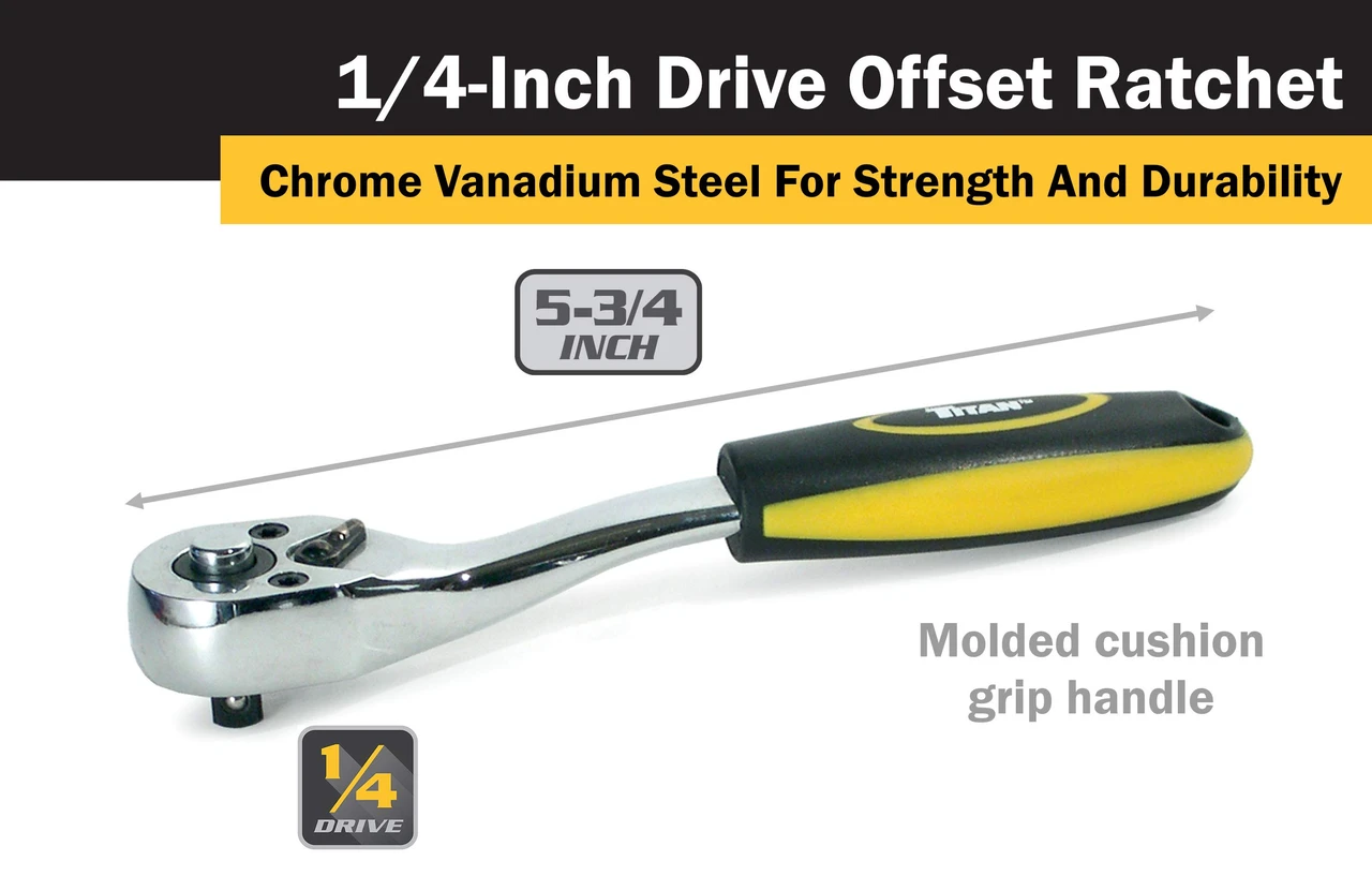 Titan Tools 1/4" Drive Quick-Release Offset Ratchet (12042) — product image 2