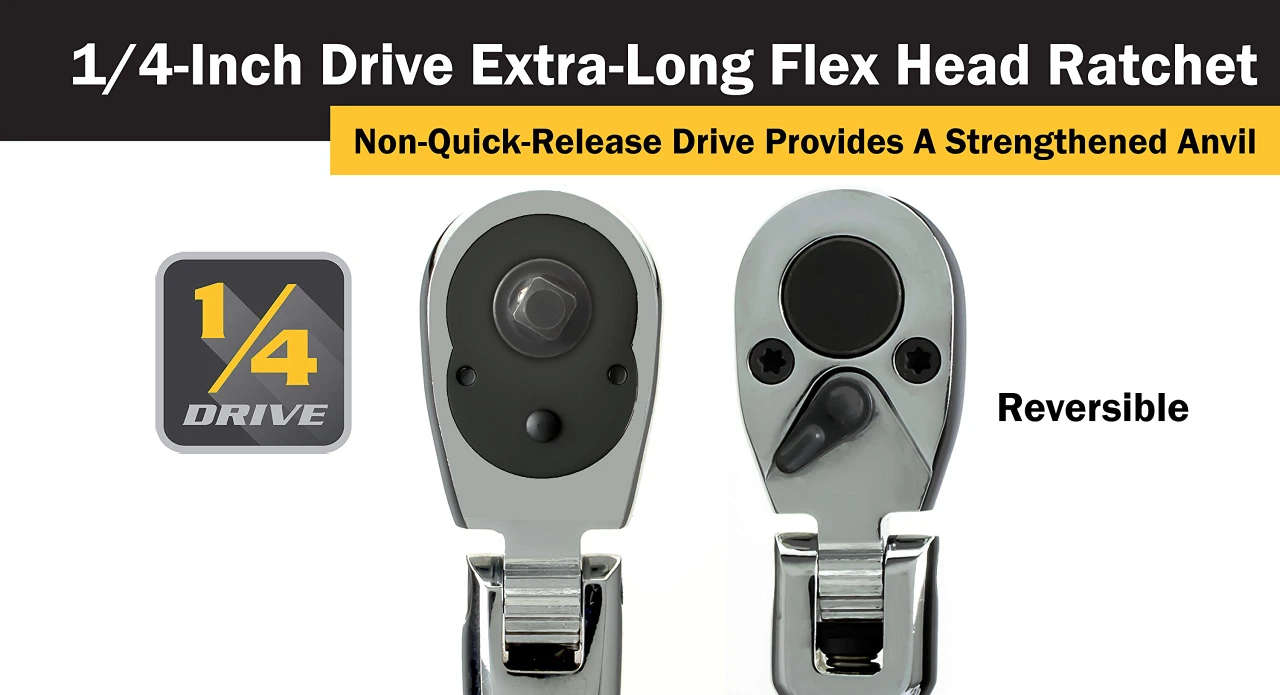 Titan Tools 1/4" Drive 12" X Long Flex-Head Ratchet (11300) — product image 4