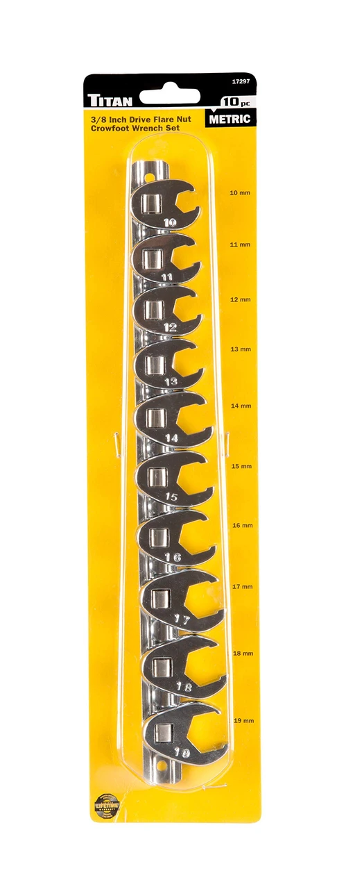 Titan Tools 10pc 3/8" Drive MM Flare Nut Crowsfoot Wrench Set (17297) — product image 2