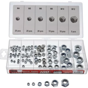 Titan Tools 100pc Metric Nylon Locknut Assortment (45243)