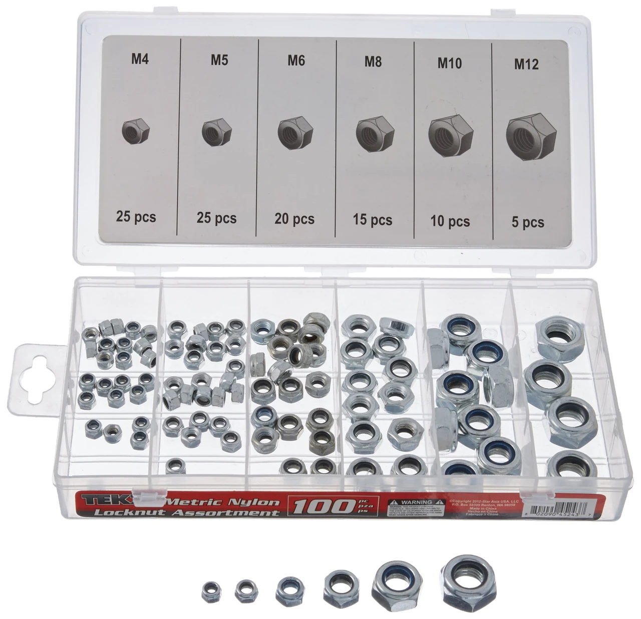Titan Tools 100pc Metric Nylon Locknut Assortment (45243)
