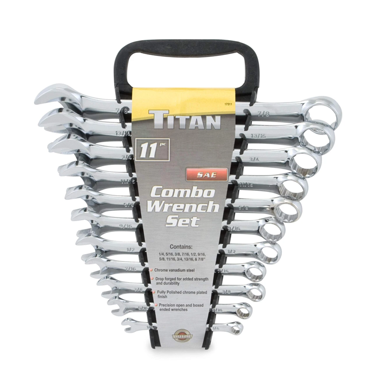 Titan Tools 11pc 12 pt. Full Polished SAE Combination Wrench Set (17311)