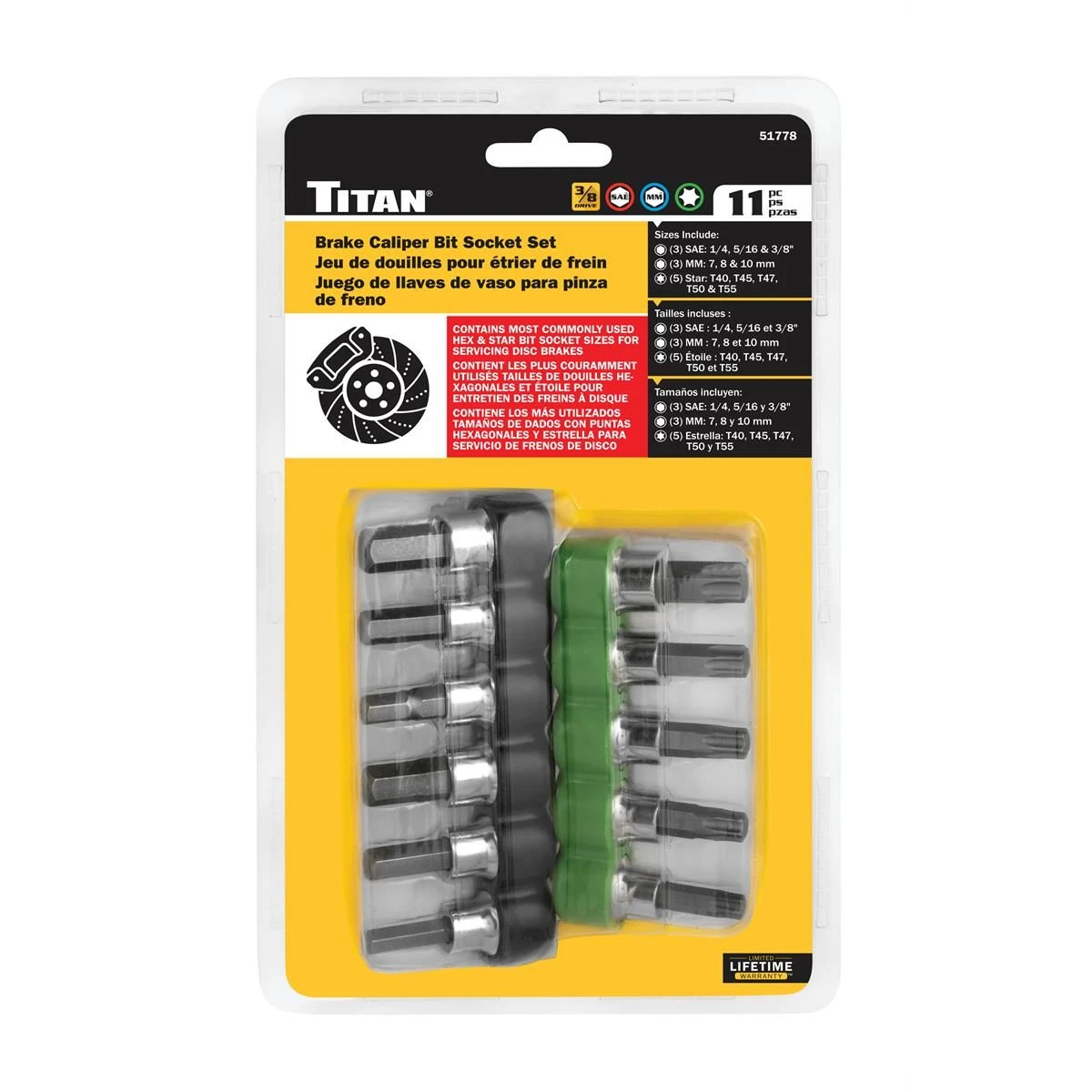 Titan Tools 11pc Brake Caliper Bit Socket Set (51778) — product image 4