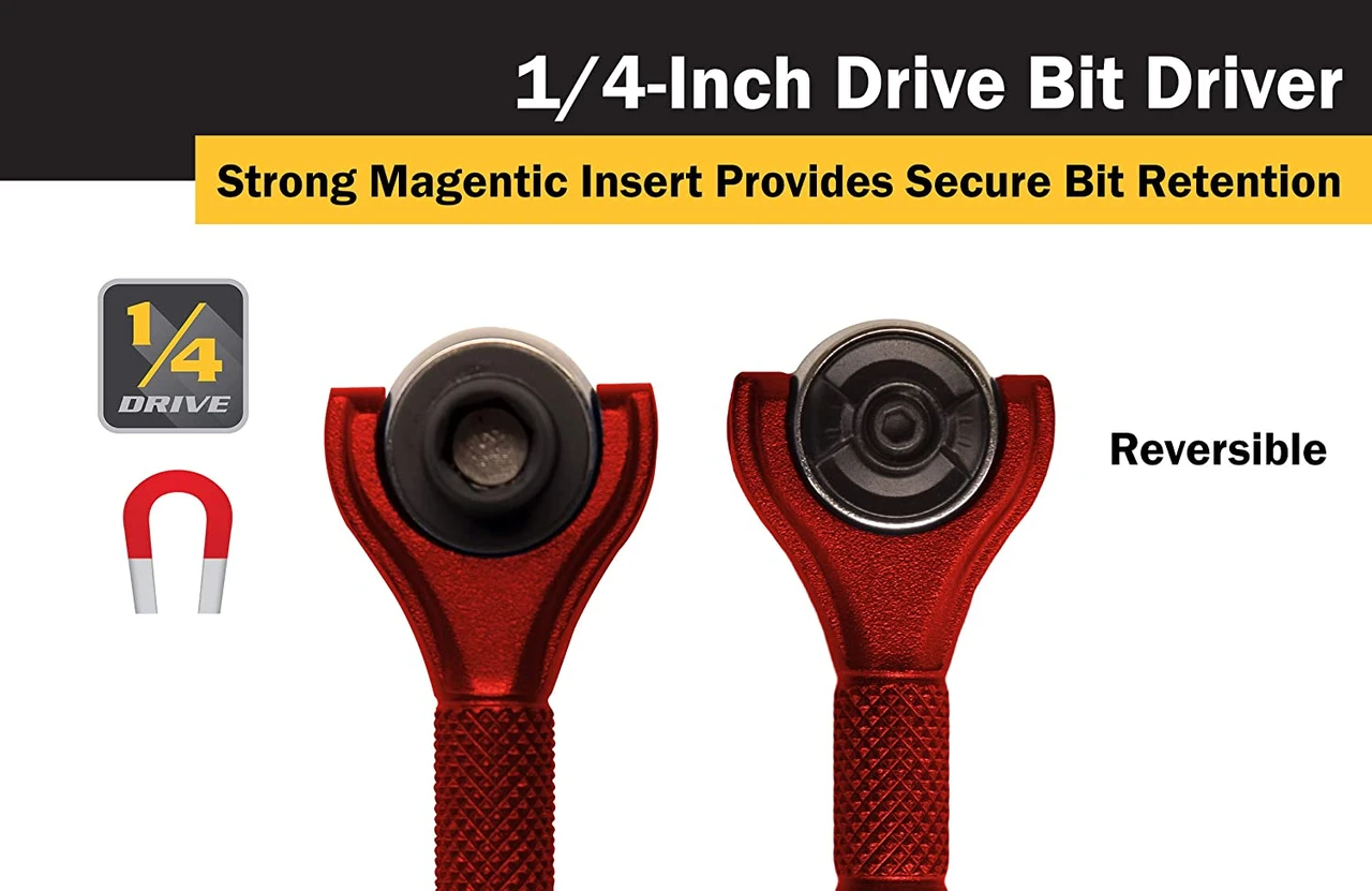 Titan Tools Aluminum Swivel Head Micro Bit Driver 1/4" Red (11321) — product image 3