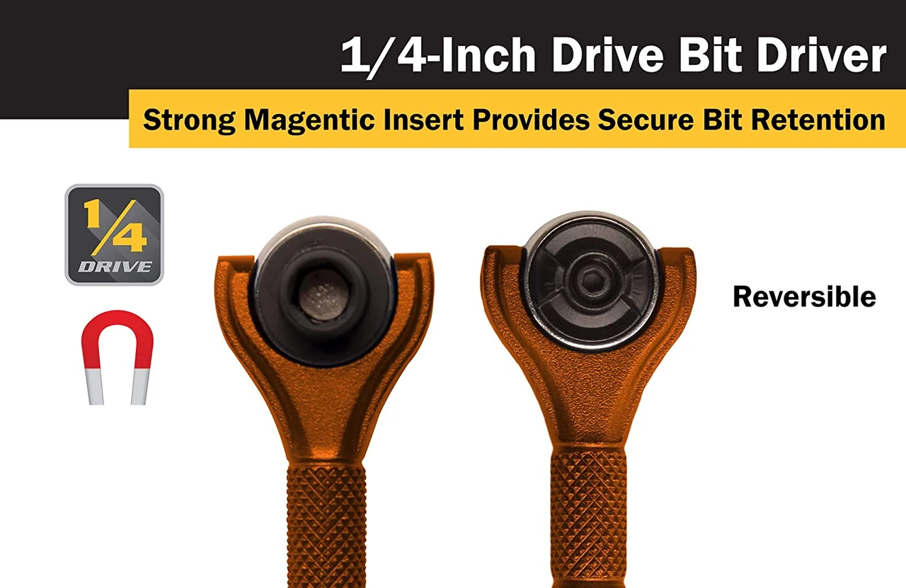 Titan Tools Aluminum Swivel Head Micro Bit Driver 1/4" Orange (11323) — product image 3
