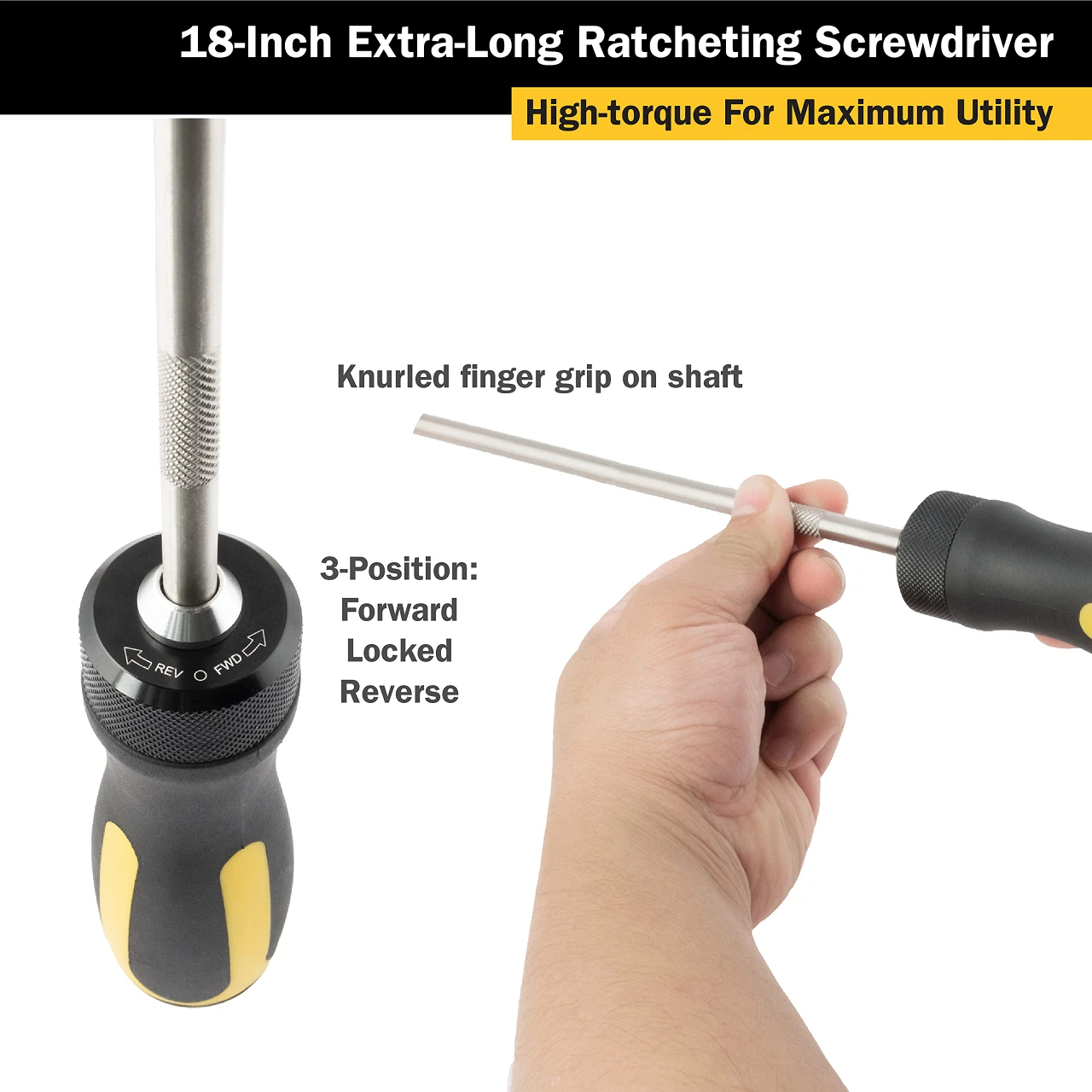 Titan Tools 12pc 18" Extra-Long Ratcheting Screwdriver (12218) — product image 4