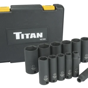 Titan Tools 12pc 3/8" Drive SAE Deep Impact Socket Set (48300)