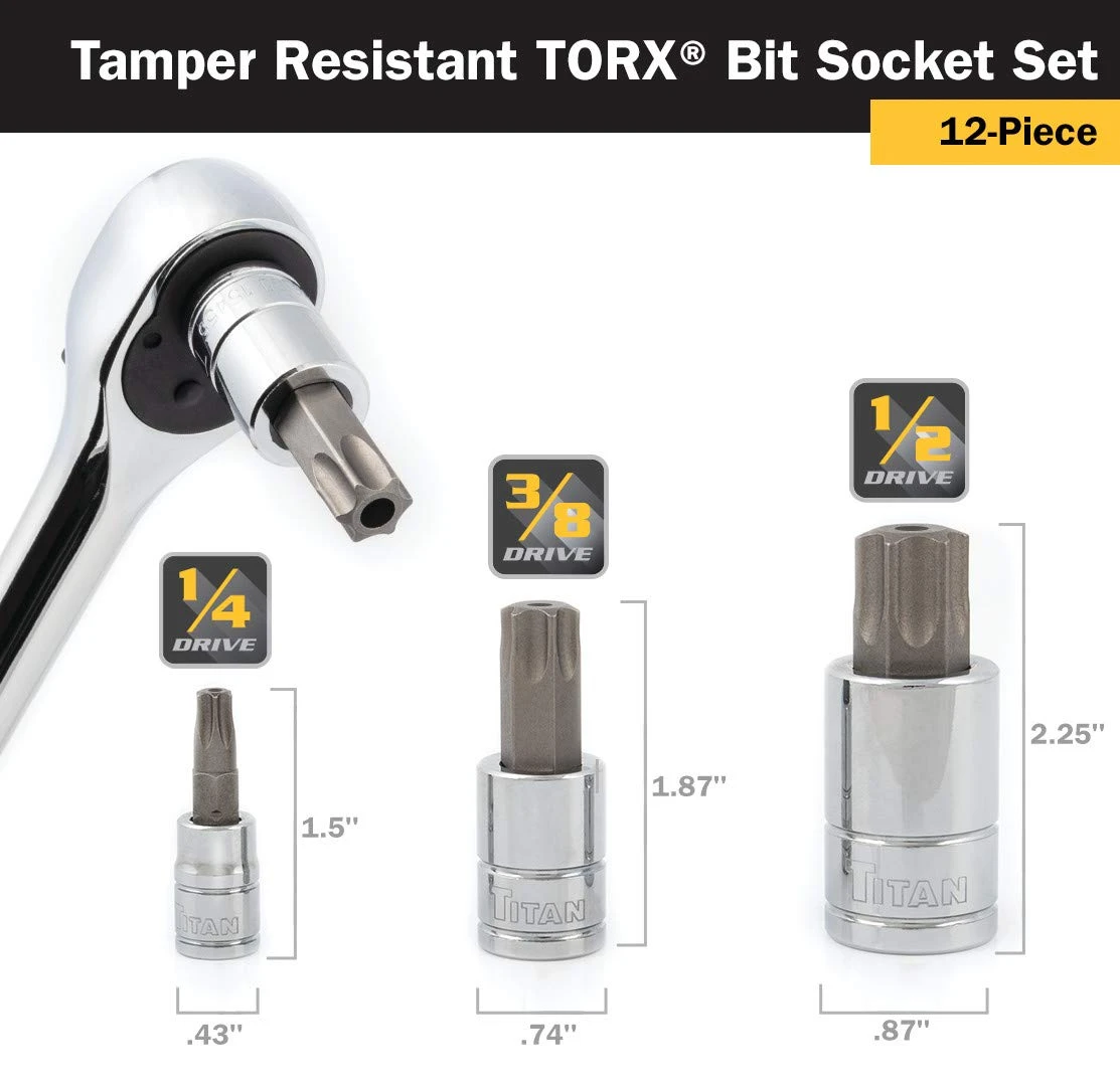 Titan Tools 12pc Tamper Resistant Torx Bit Socket Set (16121) — product image 5
