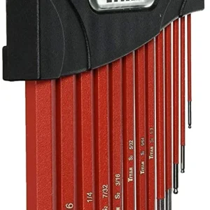 Titan 12713 red ball-end hex keys in a black locking holder