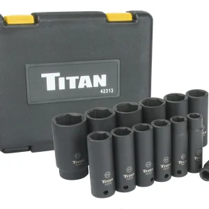 Titan Tools SAE Deep Impact Socket Set 13-Piece 1/2" Drive (42313)