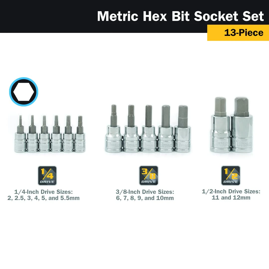 Titan Tools 13pc Metric HEX Bit Socket Set (85531) — product image 3