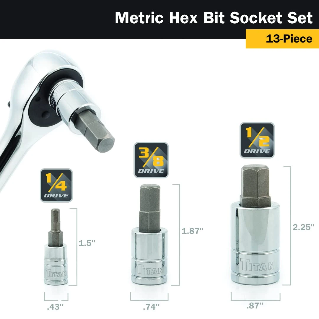 Titan Tools 13pc Metric HEX Bit Socket Set (85531) — product image 4