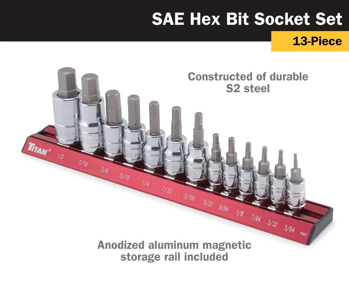 Titan Tools 13pc SAE Hex Bit Socket Set (16123) — product image 2