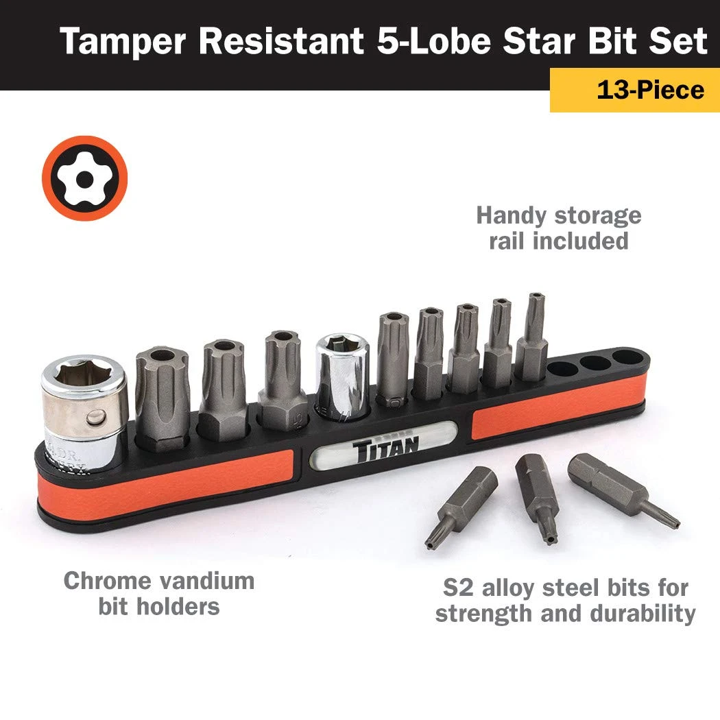 Titan Tools 13pc Tamper Resistant 5-Lobe Star Bit Socket Set (16137) — product image 3