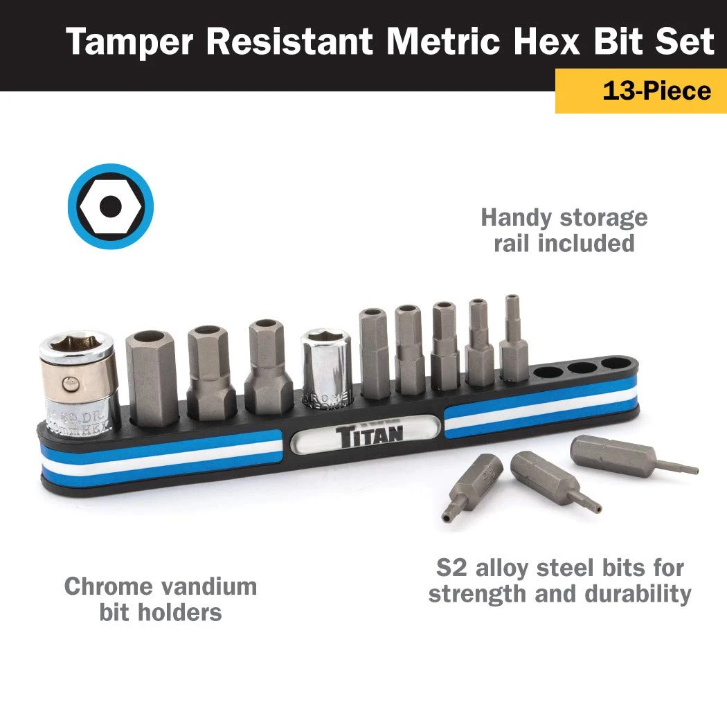 Titan Tools 13pc Tamper Resistant Metric Hex Bit Socket Set (16136) — product image 3