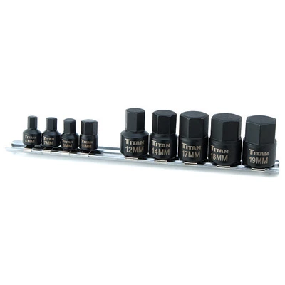 Titan Tools Stubby Metric Hex Bit Socket Set 3/8" Drive 9-Piece (16141)