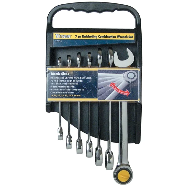 Titan Tools Ratcheting SAE Combination Wrench Set 7-Piece (17351)