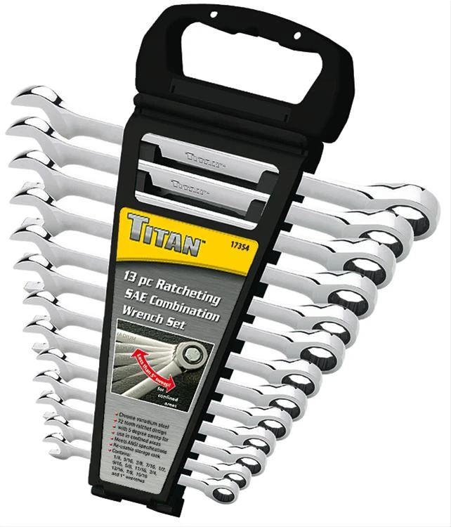 Titan Tools Ratcheting SAE Combination Wrench Set 13-Piece (17354) — product image 2