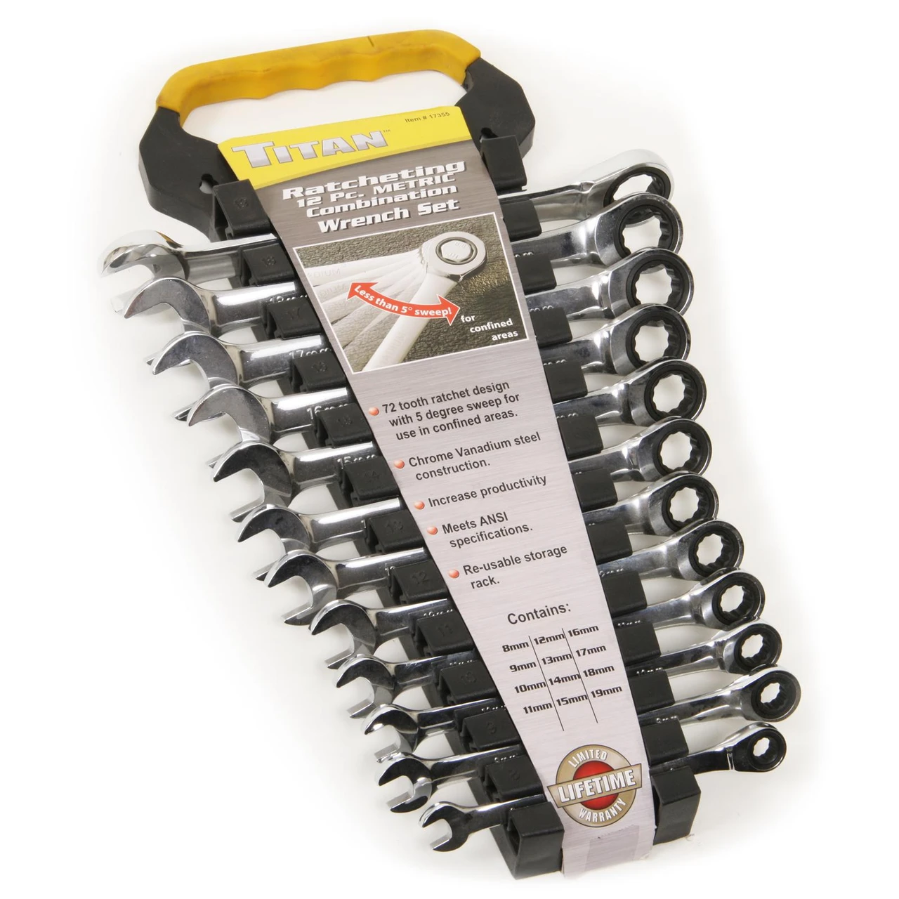 Titan Tools Metric Ratcheting Combination Wrenches 12-Piece (17355) — product image 2