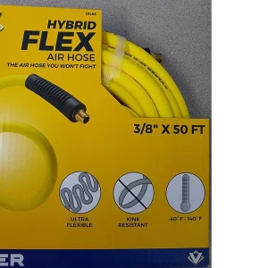Yellow Vapor Hybrid Flex air hose package labeled 3/8 inch x 50 feet