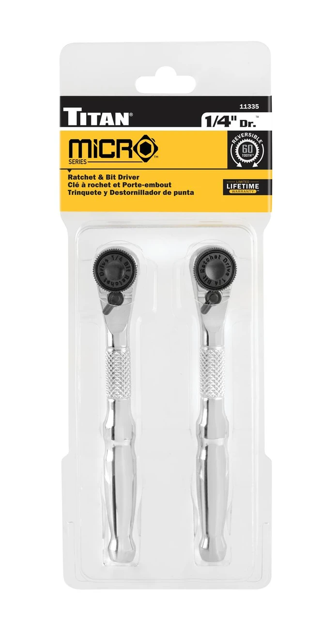 Titan Tools 2pc 1/4" Drive Micro Ratchet & Bit Driver Set (11335) — product image 2