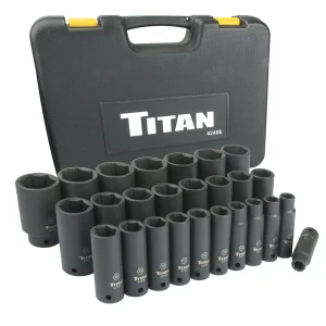 Titan Tools Metric Deep Impact Socket Set 26-Piece 1/2" Drive (42406)
