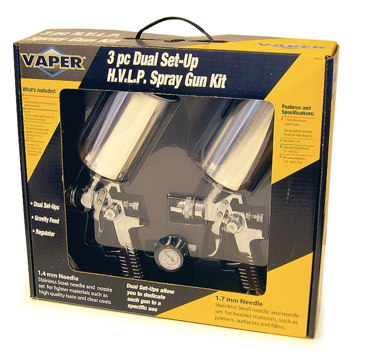Titan Tools Dual Setup HVLP Spray Gun Kit 3-Piece (19100) — product image 3