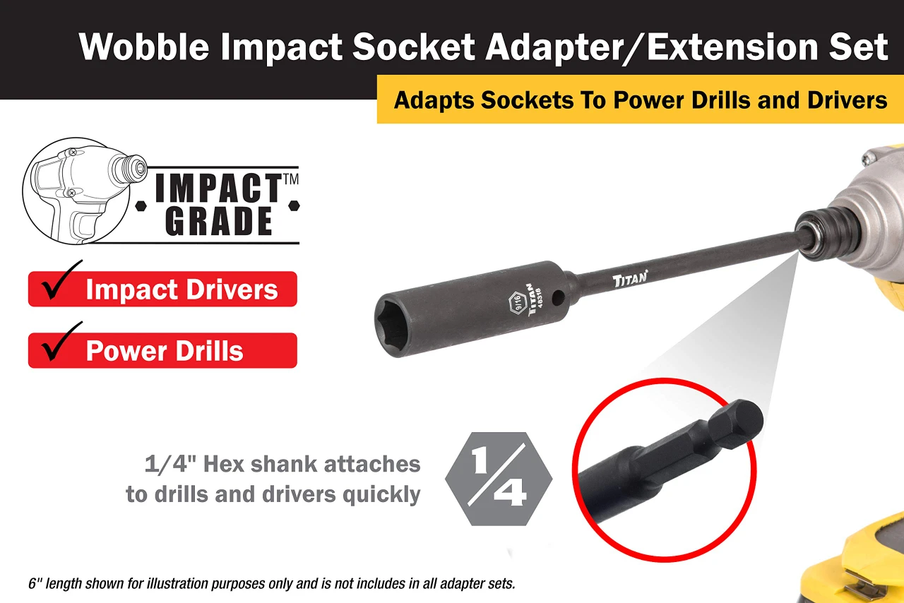 Titan Tools 3pc Impact Wobble Socket Adapter Set (49012) — product image 3