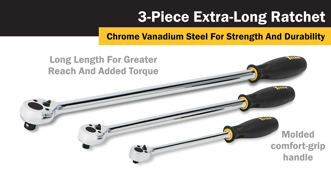 Titan Tools 3pc Extra-Long Ratchet Set (11307) — product image 3