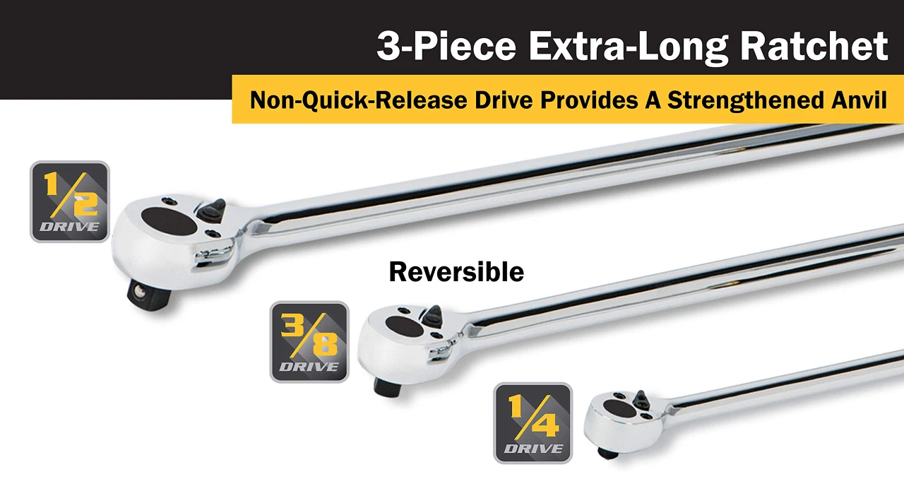 Titan Tools 3pc Extra-Long Ratchet Set (11307) — product image 4