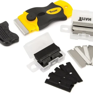 Titan Tools 4" Mini Scraper - 10 Plastic & 11 Steel Blades, Non-Marring (17013)