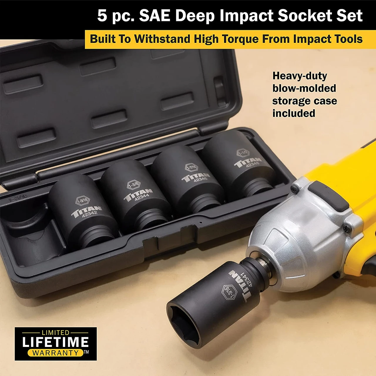 Titan Tools SAE Deep Impact Socket Set 1/2" Drive 5-Piece (42806) — product image 5