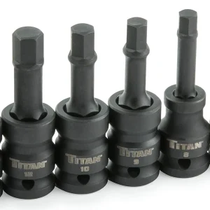Titan Tools Metric Hex Impact Bit Socket Set 1/2" Drive 6-Piece (42906)