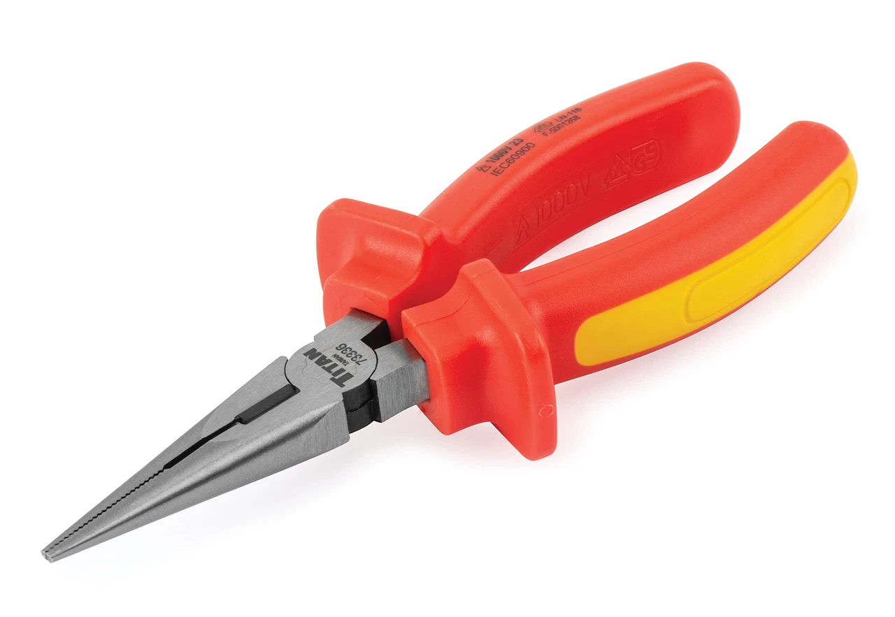 Titan Tools 6" VDE Insulated Long Nose Pliers (73336)