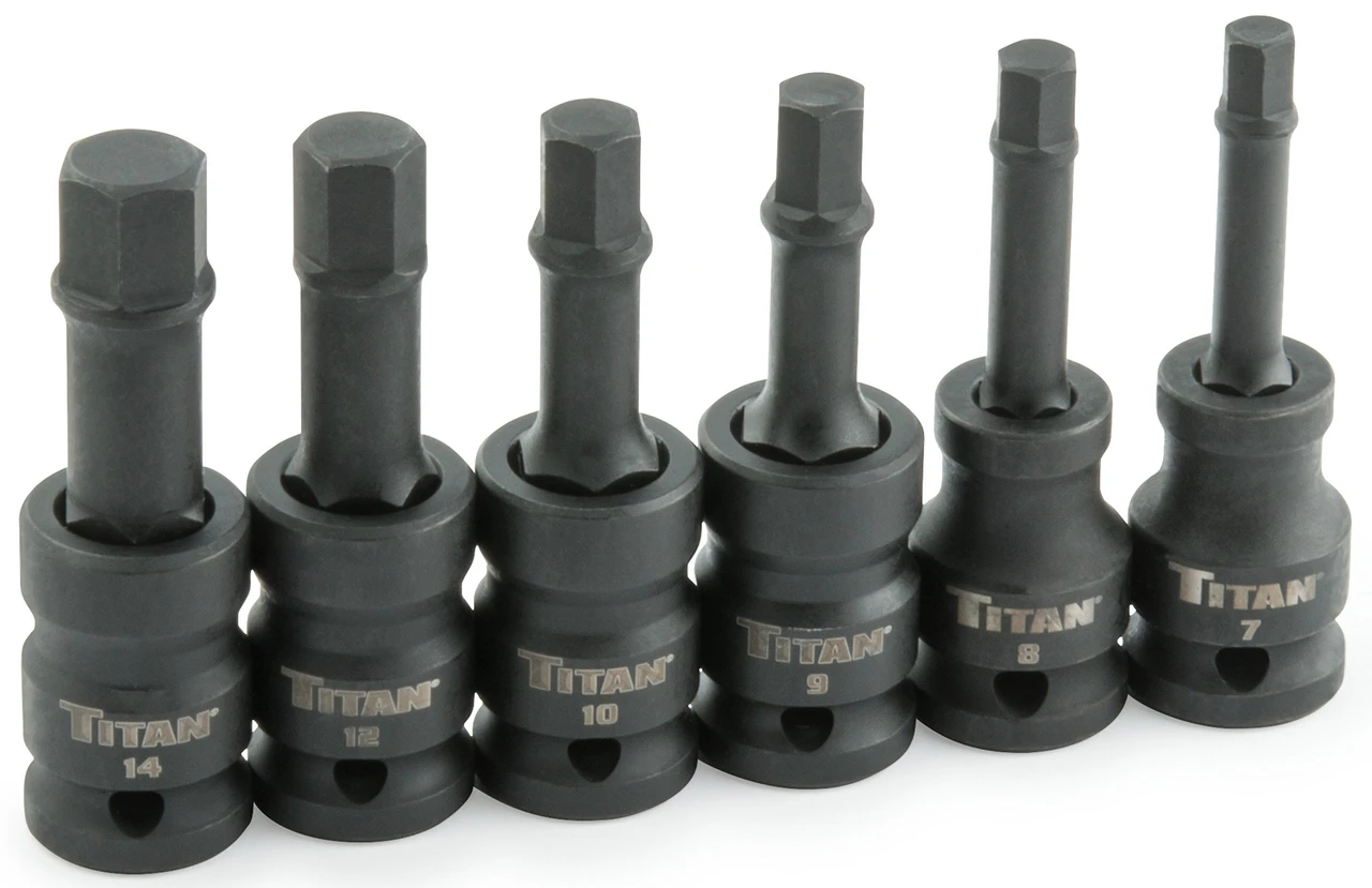 Titan Tools 6pc 1/2" Drive Metric Impact Hex Bit Socket Set (42906)