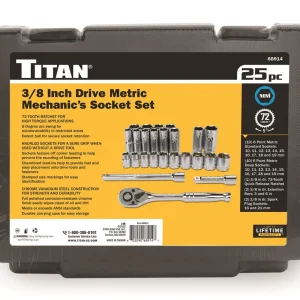 Titan Tools Mechanics Metric Socket Set 3/8" Drive 25-Piece (68914)