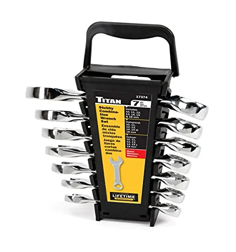 Titan Tools 7pc 12 pt. Metric Stubby Combination Wrench Set (17374)
