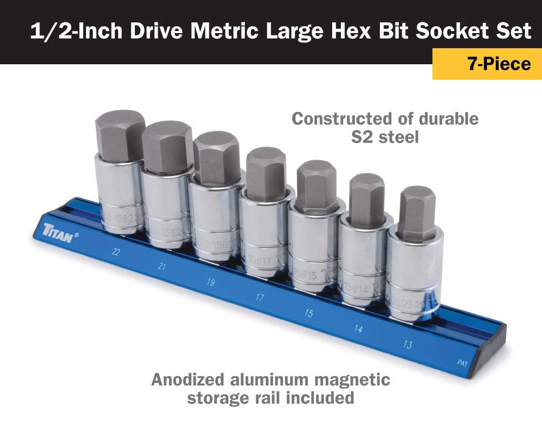 Titan Tools 7pc Metric Large Hex Bit Socket Set (16131) — product image 2