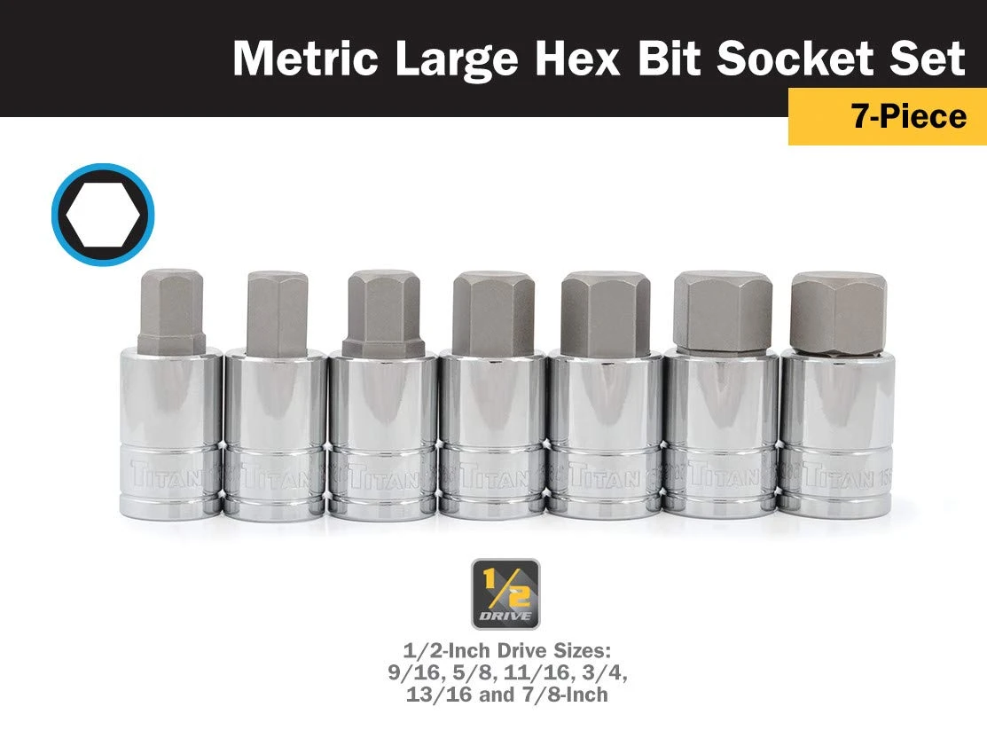 Titan Tools 7pc Metric Large Hex Bit Socket Set (16131) — product image 3