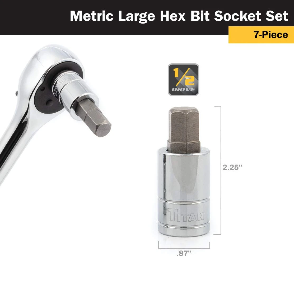 Titan Tools 7pc Metric Large Hex Bit Socket Set (16131) — product image 4