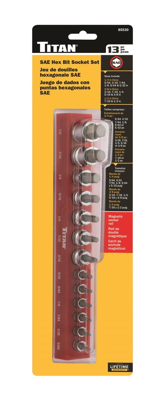 Titan Tools SAE HEX Bit Socket Set 13-Piece (85530)