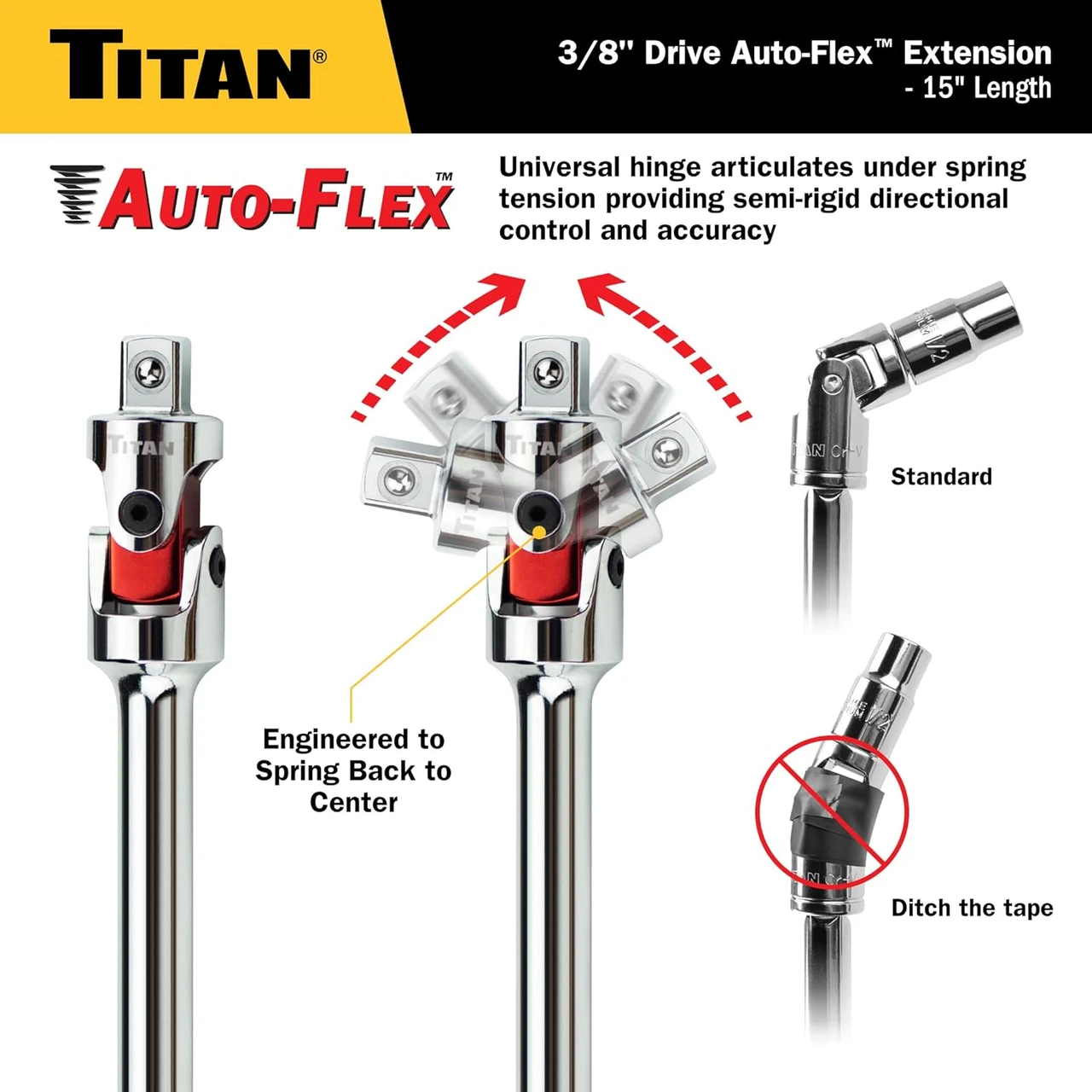Titan Tools Auto Flex Universal Joint Extension Adapter - 3/8" X 15" (68125) — product image 2