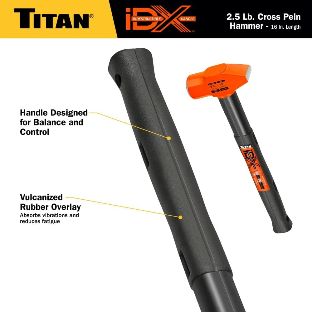 Titan Tools Indestructible Cross Peen Hammer - 2.5 Lb, 16" Handle (63620) — product image 5