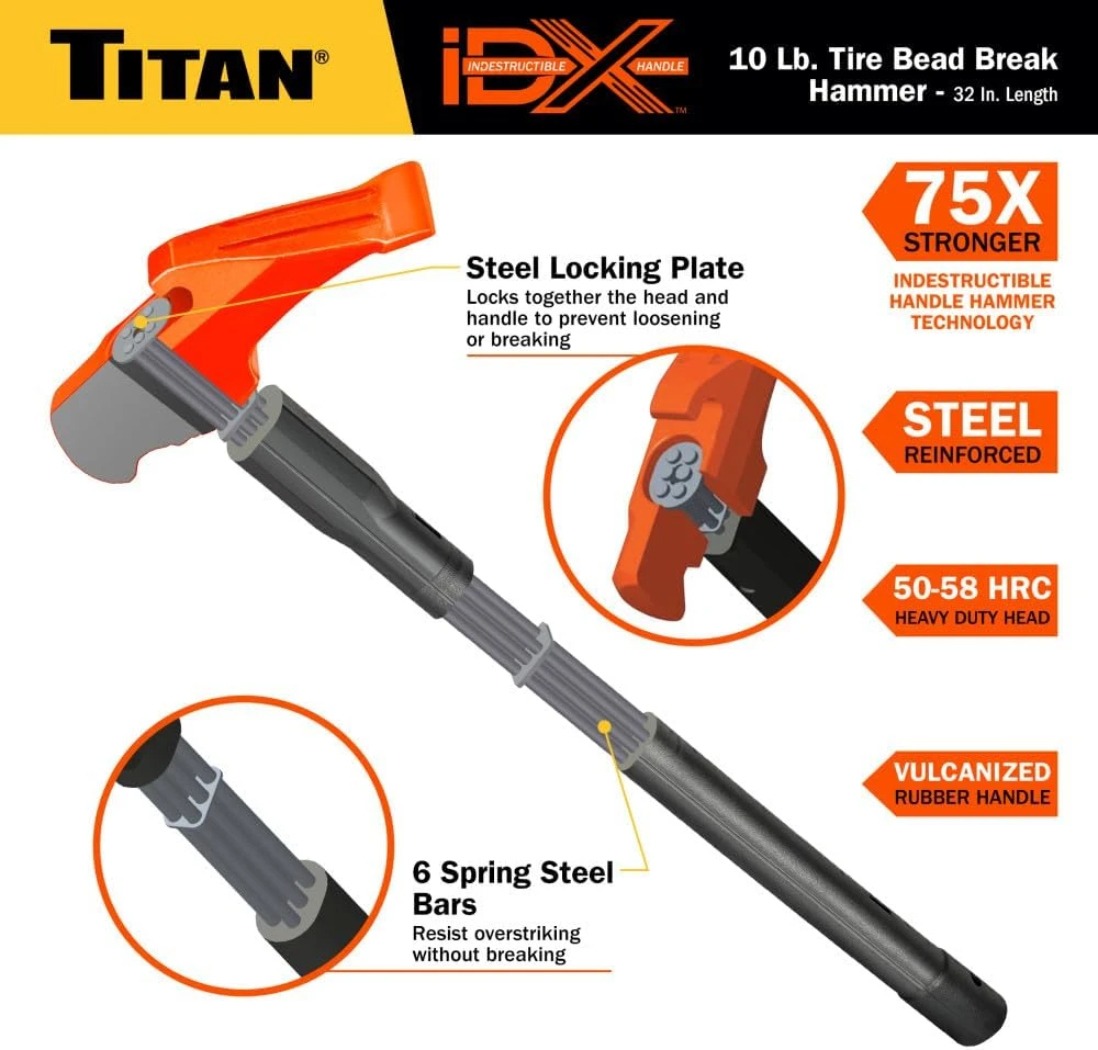 Titan Tools Indestructible Tire Bead Breaker Hammer - 32" Handle, 10 Lb (63610) — product image 2