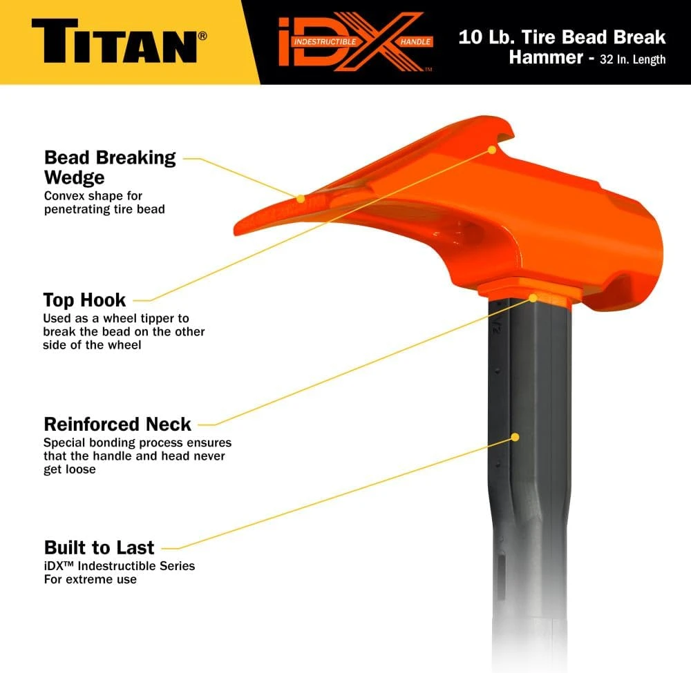 Titan Tools Indestructible Tire Bead Breaker Hammer - 32" Handle, 10 Lb (63610) — product image 4