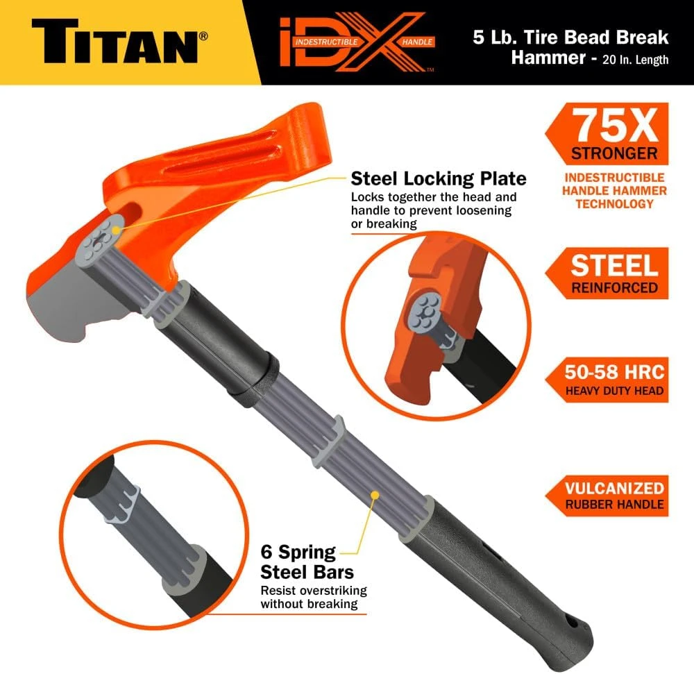 Titan Tools Indestructible Tire Bead Breaker Hammer - 5 Lb, 20" Handle (63625) — product image 2